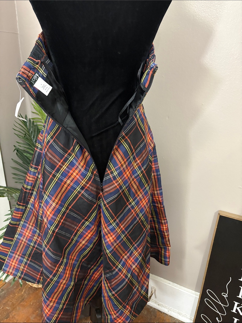 NWT Vintage J.Crew Silk Taffeta Tartan Strapless Holiday 2006 Dress - Size 2 - Picture 6 of 8